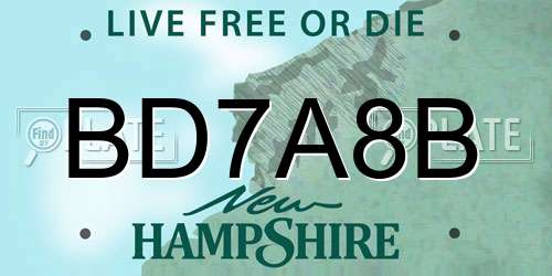 BD7A8B New Hampshire License Plate