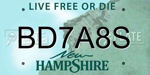 BD7A8S New Hampshire License Plate