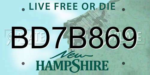 BD7B869 New Hampshire License Plate