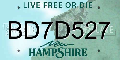 BD7D527 New Hampshire License Plate
