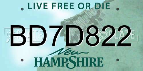 BD7D822 New Hampshire License Plate
