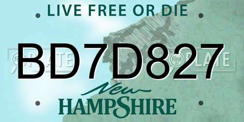 BD7D827 New Hampshire License Plate