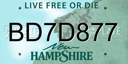 BD7D877 New Hampshire License Plate
