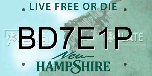 BD7E1P New Hampshire License Plate
