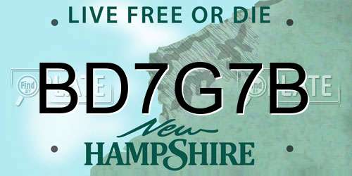 BD7G7B New Hampshire License Plate