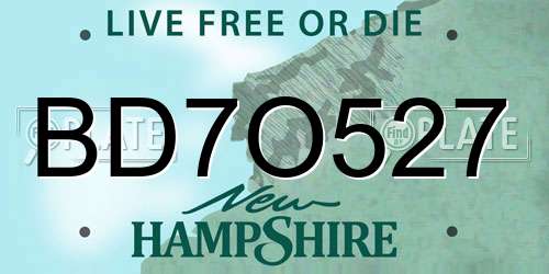 BD7O527 New Hampshire License Plate