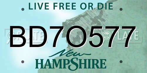 BD7O577 New Hampshire License Plate