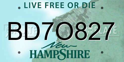 BD7O827 New Hampshire License Plate