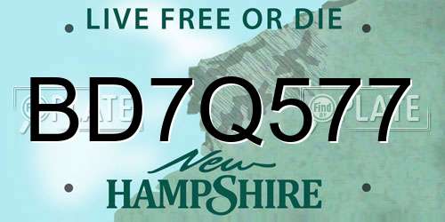 BD7Q577 New Hampshire License Plate