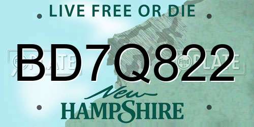 BD7Q822 New Hampshire License Plate