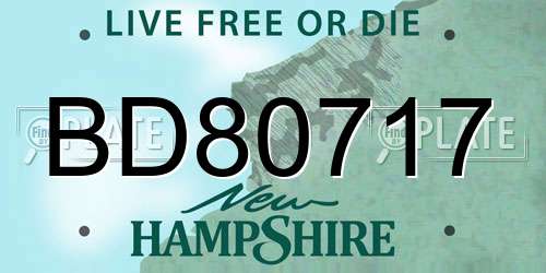 BD80717 New Hampshire License Plate