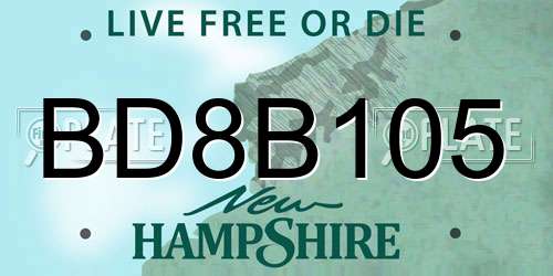 BD8B105 New Hampshire License Plate