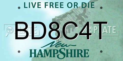 BD8C4T New Hampshire License Plate