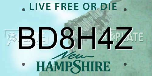 BD8H4Z New Hampshire License Plate