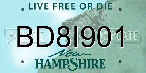 BD8I901 New Hampshire License Plate