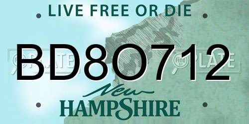 BD8O712 New Hampshire License Plate