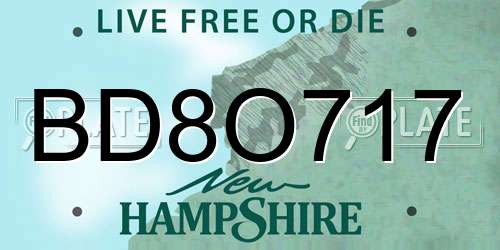 BD8O717 New Hampshire License Plate