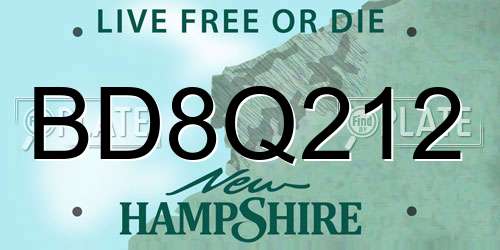 BD8Q212 New Hampshire License Plate