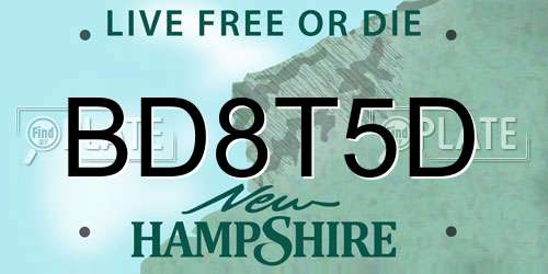 BD8T5D New Hampshire License Plate