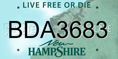BDA3683 New Hampshire License Plate