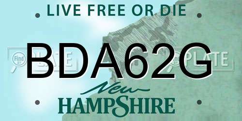 BDA62G New Hampshire License Plate