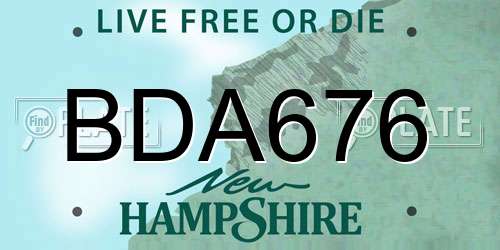 BDA676 New Hampshire License Plate