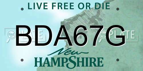 BDA67G New Hampshire License Plate