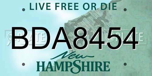BDA8454 New Hampshire License Plate