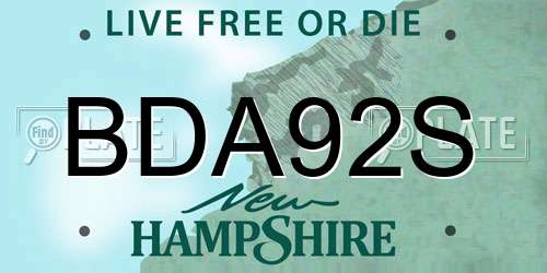 BDA92S New Hampshire License Plate