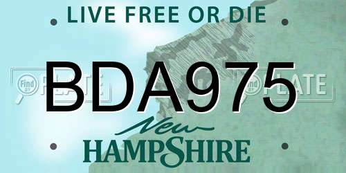 BDA975 New Hampshire License Plate
