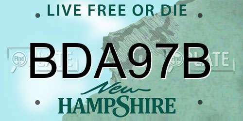 BDA97B New Hampshire License Plate