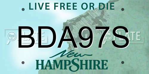 BDA97S New Hampshire License Plate