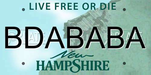 BDABABA New Hampshire License Plate