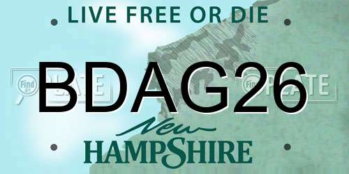 BDAG26 New Hampshire License Plate