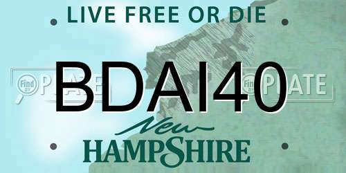 BDAI40 New Hampshire License Plate