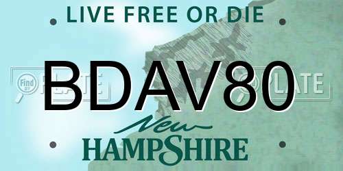 BDAV80 New Hampshire License Plate