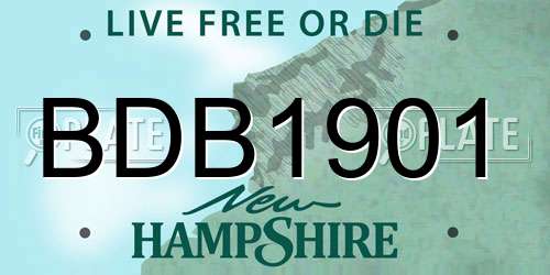BDB1901 New Hampshire License Plate