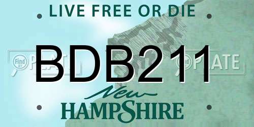 BDB211 New Hampshire License Plate