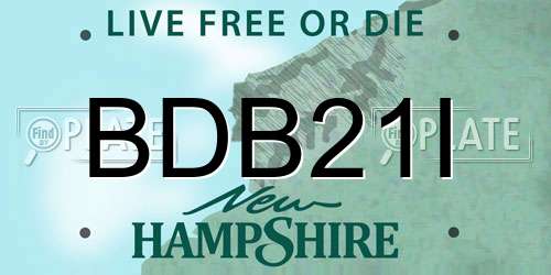 BDB21I New Hampshire License Plate