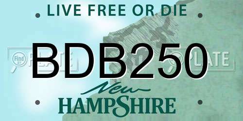 BDB250 New Hampshire License Plate