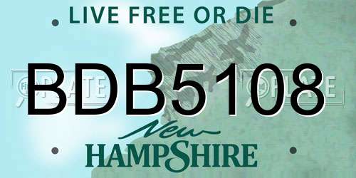 BDB5108 New Hampshire License Plate