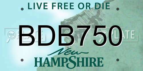 BDB750 New Hampshire License Plate