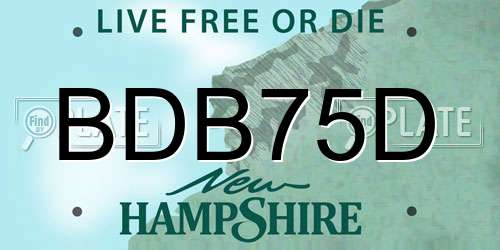 BDB75D New Hampshire License Plate