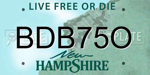 BDB75O New Hampshire License Plate