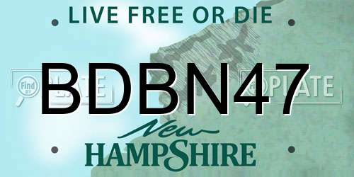 BDBN47 New Hampshire License Plate