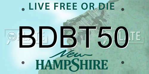 BDBT50 New Hampshire License Plate