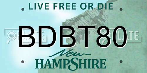 BDBT80 New Hampshire License Plate