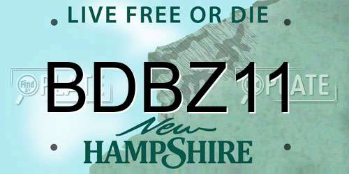 BDBZ11 New Hampshire License Plate