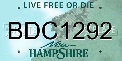 BDC1292 New Hampshire License Plate