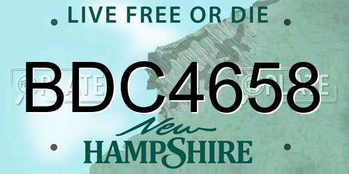 BDC4658 New Hampshire License Plate